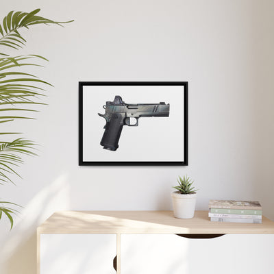 2011 Bravo - Pistol Painting - Just The Piece - Black Framed Wrapped Canvas - Value Collection