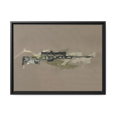 The Harvester - Long Range Hunting Rifle Painting (Minimal) - Black Framed Wrapped Canvas - Value Collection