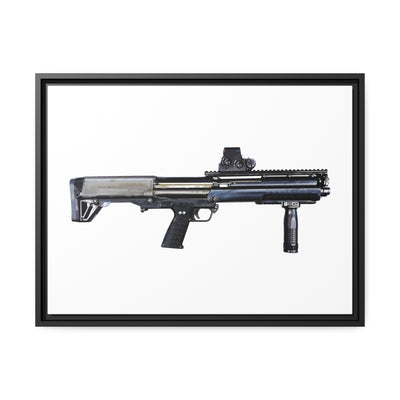 Tactical Bullpup Shotgun Painting - Just The Piece - Black Framed Wrapped Canvas - Value Collection