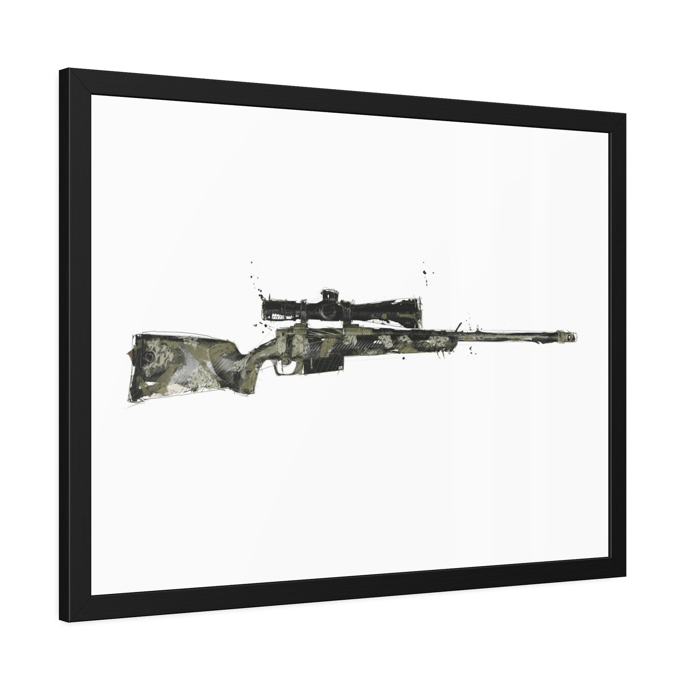 The Harvester - Long Range Hunting Rifle Painting - Just The Piece - Black Frame - Value Collection