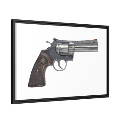 Wood & Stainless .357 Magnum Revolver Painting - Just The Piece - Black Framed Wrapped Canvas - Value Collection