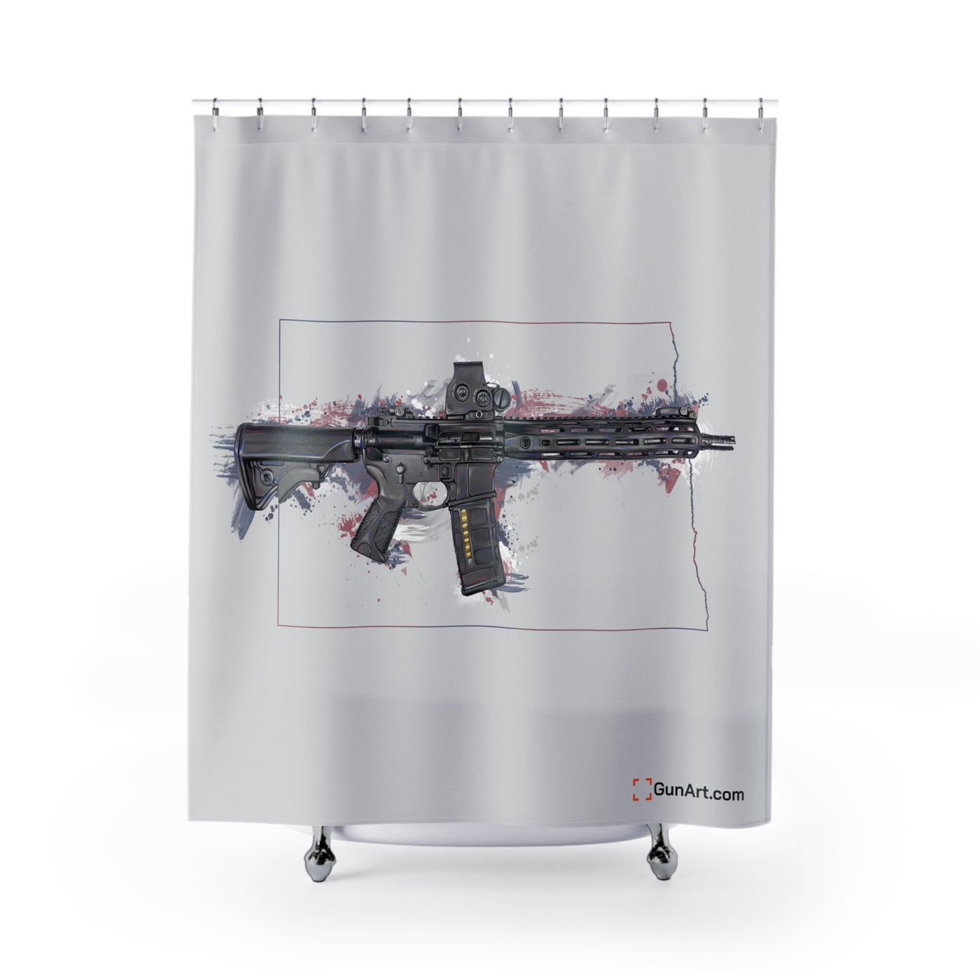 Defending Freedom - North Dakota - AR-15 State Shower Curtains - Colored State