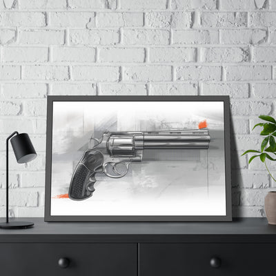 Stainless .44 Mag Revolver Painting - Black Frame - Value Collection