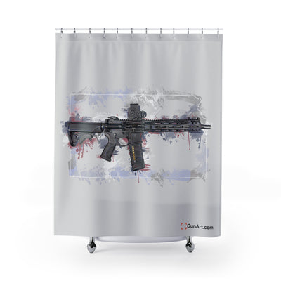 Defending Freedom - Kansas - AR-15 State Shower Curtains - White State