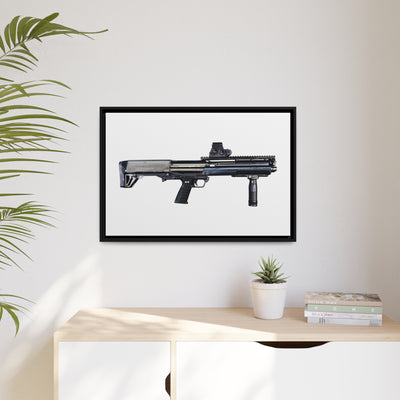 Tactical Bullpup Shotgun Painting - Just The Piece - Black Framed Wrapped Canvas - Value Collection