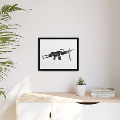 Belt-Fed 5.56x45mm Light Machine Gun Painting - Just The Piece - Black Framed Wrapped Canvas - Value Collection