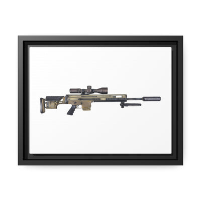 Socom Sniper Rifle Painting - Just The Piece - Black Framed Wrapped Canvas - Value Collection