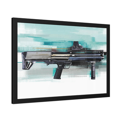 Tactical Bullpup Shotgun Painting - Green Background - Black Frame - Value Collection