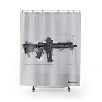 Defending Freedom - Kansas - AR-15 State Shower Curtains - Colored State