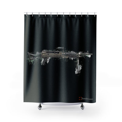 M240B - Belt Fed 7.62x51 Machine Gun Shower Curtains - Black Background