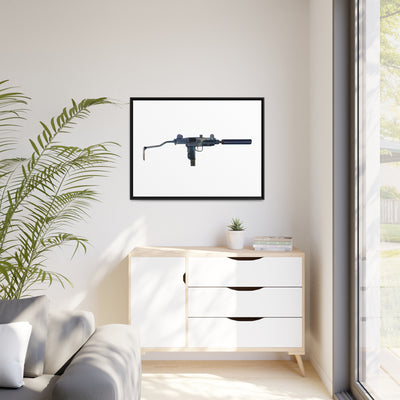 The Miniature Menace - Full Auto Subgun Painting - Just The Piece - Black Framed Wrapped Canvas - Value Collection