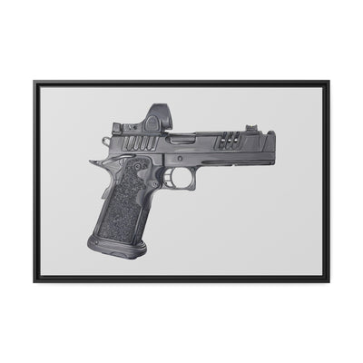 2011 Delta Pistol Painting - Just The Piece - Black Framed Wrapped Canvas - Value Collection