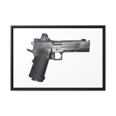 2011 Bravo - Pistol Painting - Just The Piece - Black Framed Wrapped Canvas - Value Collection