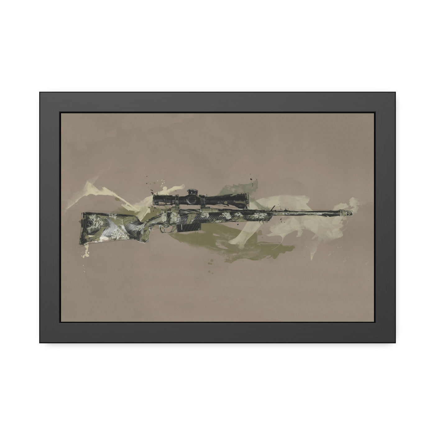 The Harvester - Long Range Hunting Rifle Painting (Minimal) - Black Frame - Value Collection