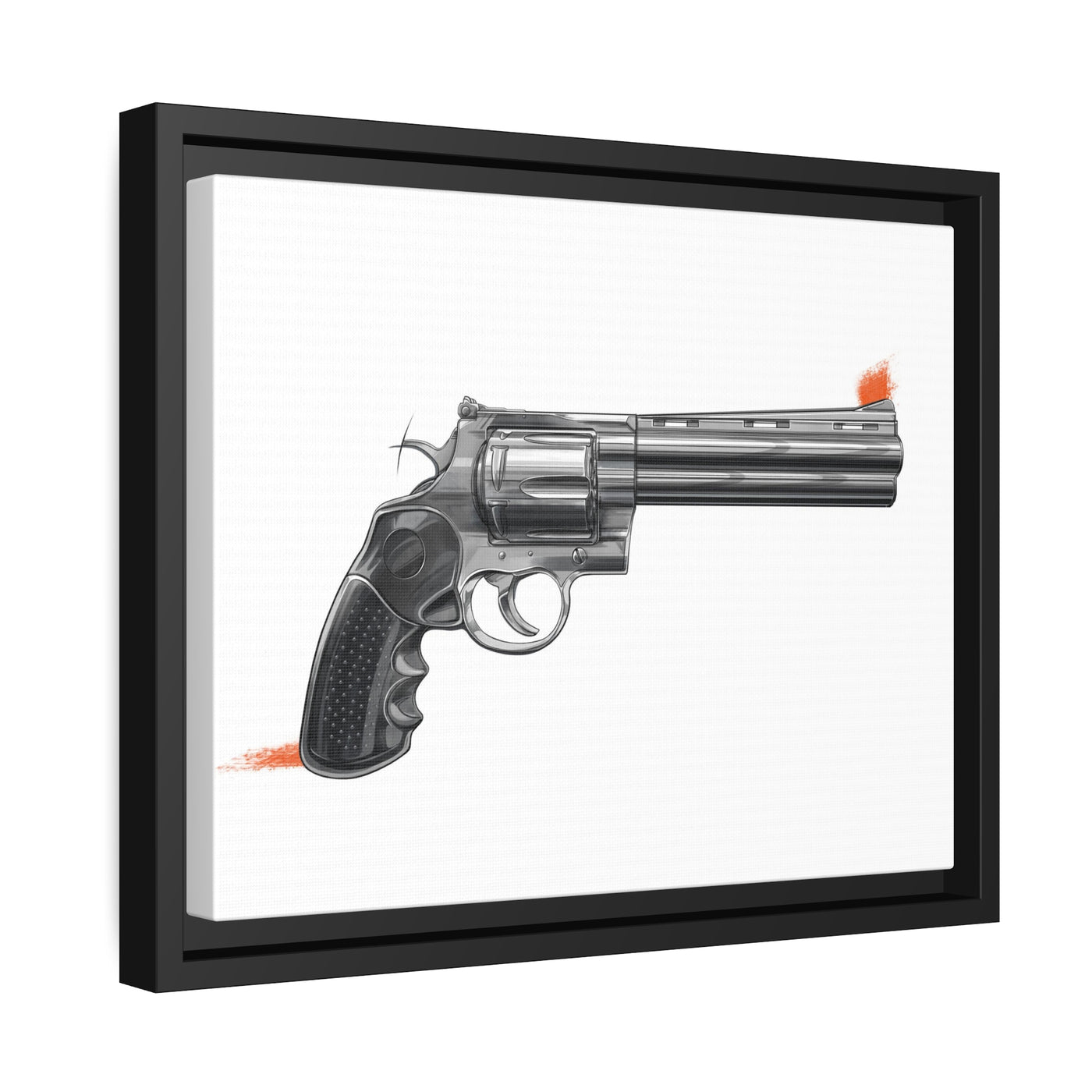 Stainless .44 Mag Revolver Painting - Just The Piece - Black Framed Wrapped Canvas - Value Collection