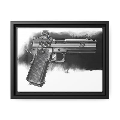 2011 Black & White Pistol Painting - Black Framed Wrapped Canvas - Value Collection