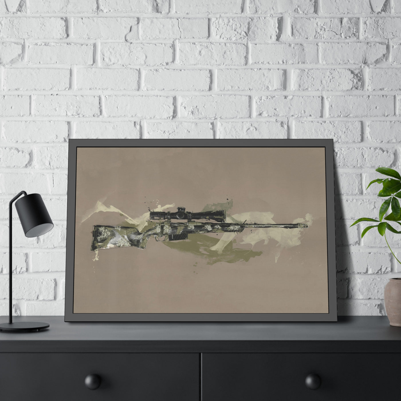 The Harvester - Long Range Hunting Rifle Painting (Minimal) - Black Frame - Value Collection