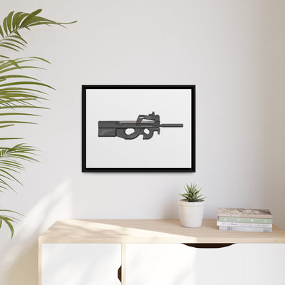 Secret Service Subgun - Bullpup 5.7x28mm Painting - Black Framed Wrapped Canvas - Value Collection