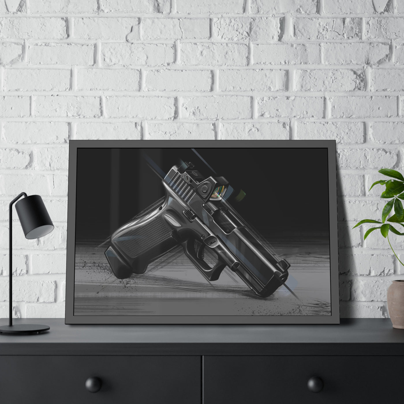 The Last Resort - OG Black Poly Pistol Painting - Black Frame - Value Collection