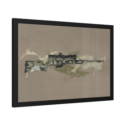 The Harvester - Long Range Hunting Rifle Painting (Minimal) - Black Frame - Value Collection