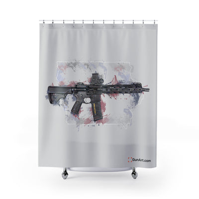 Defending Freedom - Iowa - AR-15 State Shower Curtains - White State