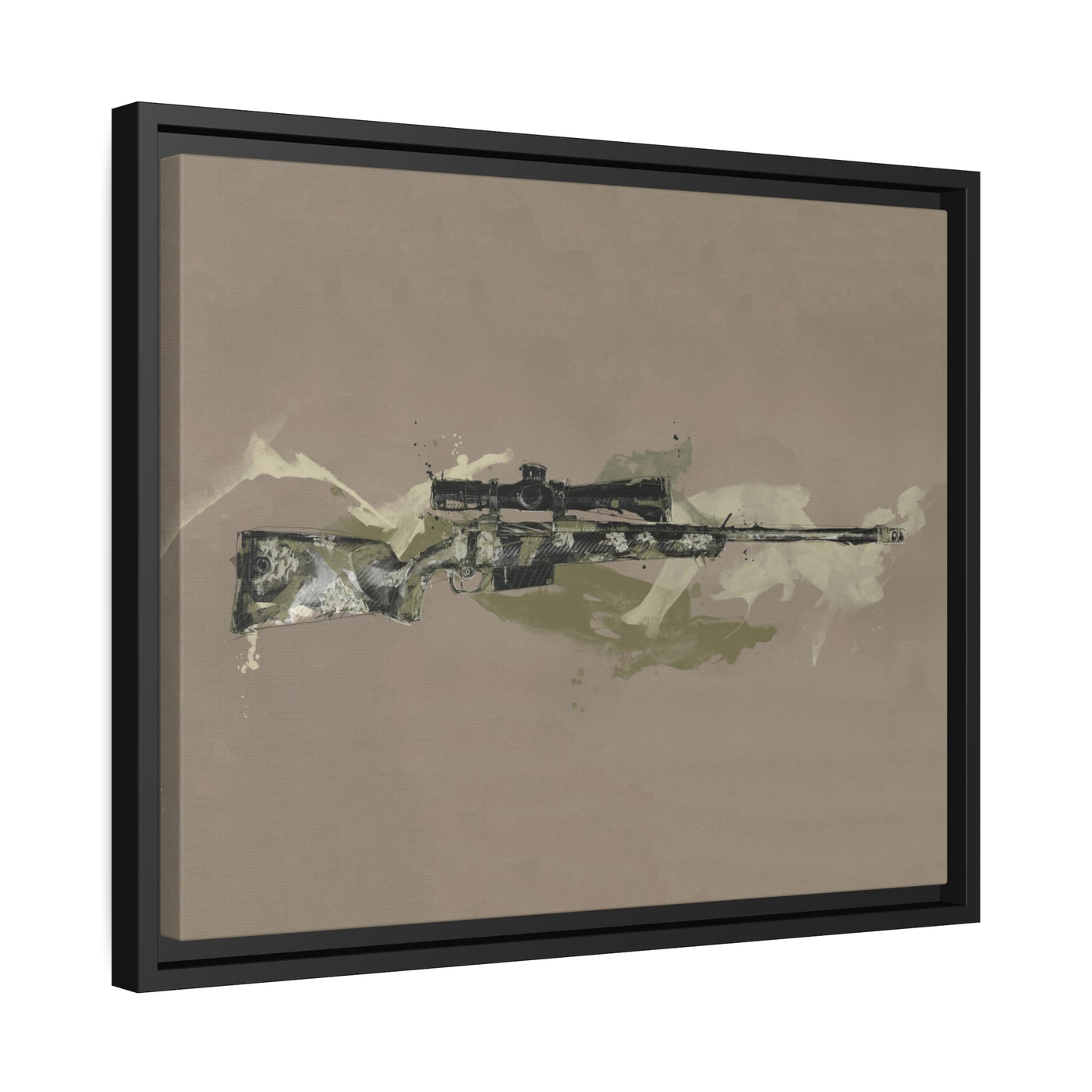The Harvester - Long Range Hunting Rifle Painting (Minimal) - Black Framed Wrapped Canvas - Value Collection