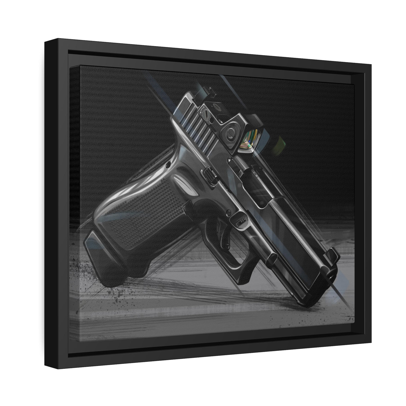 The Last Resort - OG Black Poly Pistol Painting - Black Framed Wrapped Canvas - Value Collection