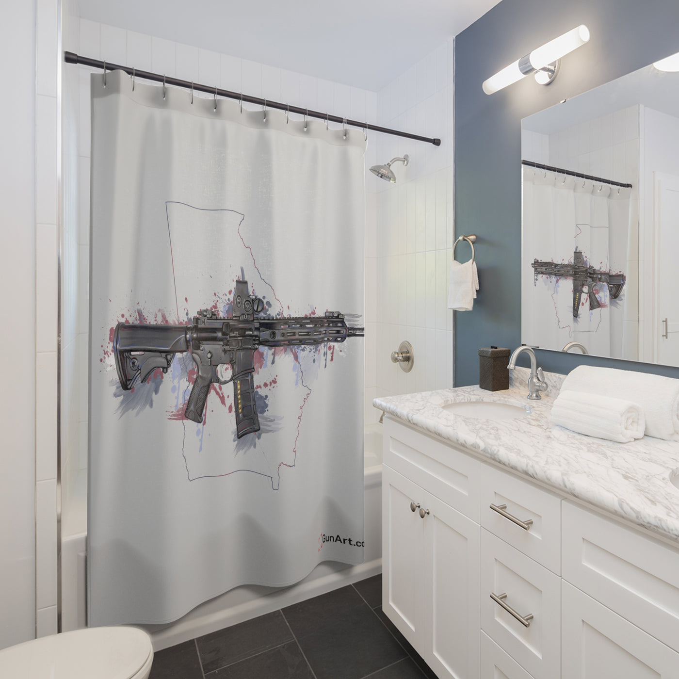 Defending Freedom - Georgia - AR-15 State Shower Curtains - Colored State