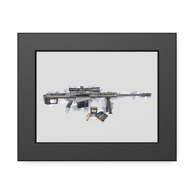 The Long-Range Legend - .50 Cal BMG Rifle Painting - Blue Accents - Black Frame - Value Collection