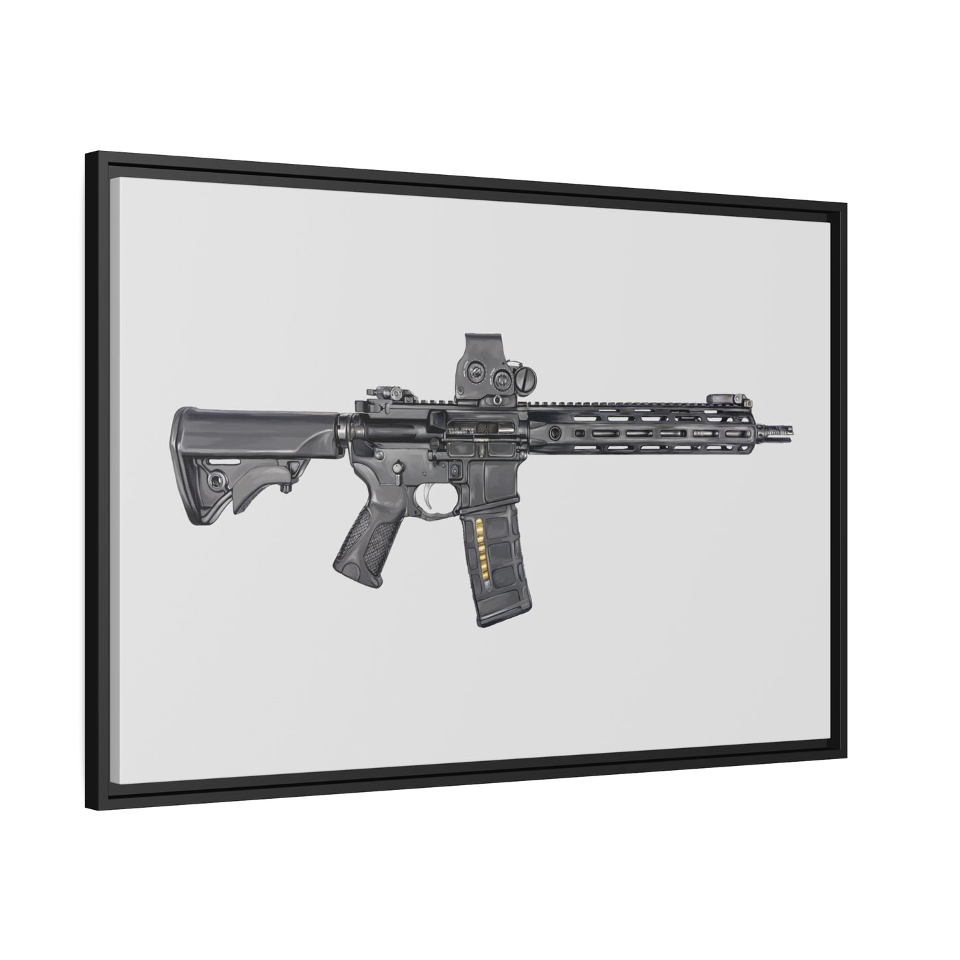 Defending Freedom - AR-15 State Painting - Just The Piece - Black Framed Wrapped Canvas - Value Collection