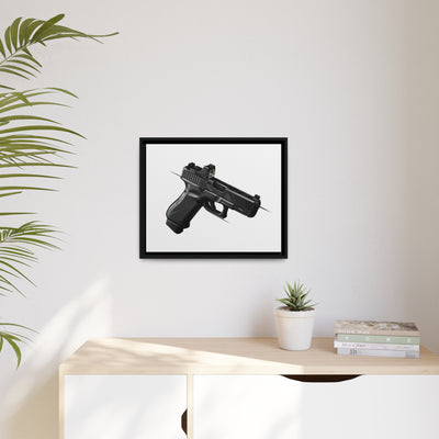 The Last Resort - OG Black Poly Pistol Painting - Just The Piece - Black Framed Wrapped Canvas - Value Collection