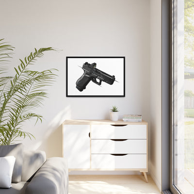 The Last Resort - OG Black Poly Pistol Painting - Just The Piece - Black Framed Wrapped Canvas - Value Collection