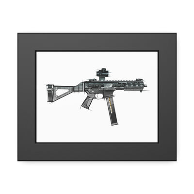 .45 Cal SMG Painting - Just The Piece - Black Frame - Value Collection