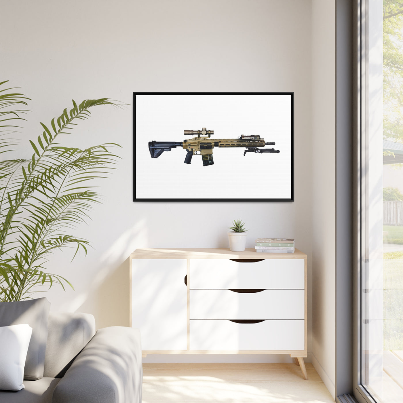 German 7.62x51mm AR10 Battle Rifle Painting - Just The Piece - Black Framed Wrapped Canvas - Value Collection