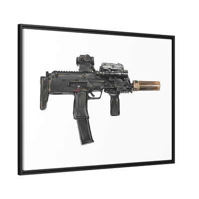 German 4.6x30mm Sub Machine Gun Painting - Just The Piece - Black Framed Wrapped Canvas - Value Collection