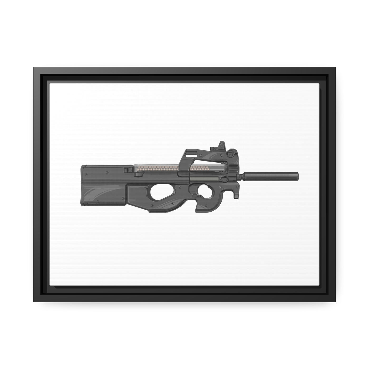 Secret Service Subgun - Bullpup 5.7x28mm Painting - Black Framed Wrapped Canvas - Value Collection