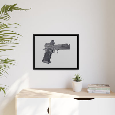 2011 Delta Pistol Painting - Just The Piece - Black Framed Wrapped Canvas - Value Collection