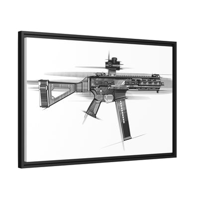 .45 Cal SMG Painting - Black Framed Wrapped Canvas - Value Collection