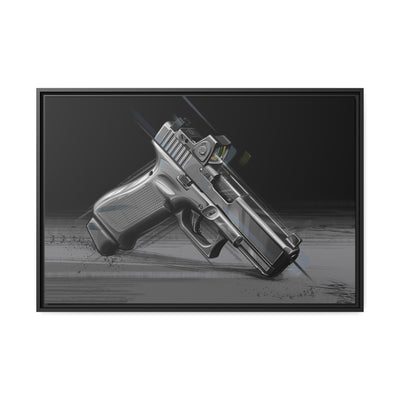 The Last Resort - OG Grey Poly Pistol Painting - Black Framed Wrapped Canvas - Value Collection