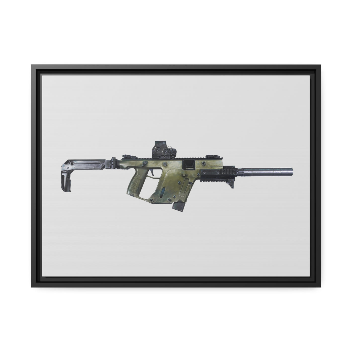 The Vindicator - Suppressed SMG Painting - Just The Piece - Black Framed Wrapped Canvas - Value Collection