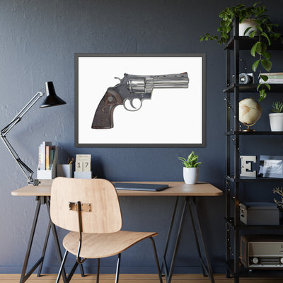 Wood & Stainless .357 Magnum Revolver Painting - Just The Piece - Black Frame - Value Collection