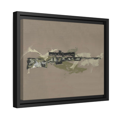 The Harvester - Long Range Hunting Rifle Painting (Minimal) - Black Framed Wrapped Canvas - Value Collection