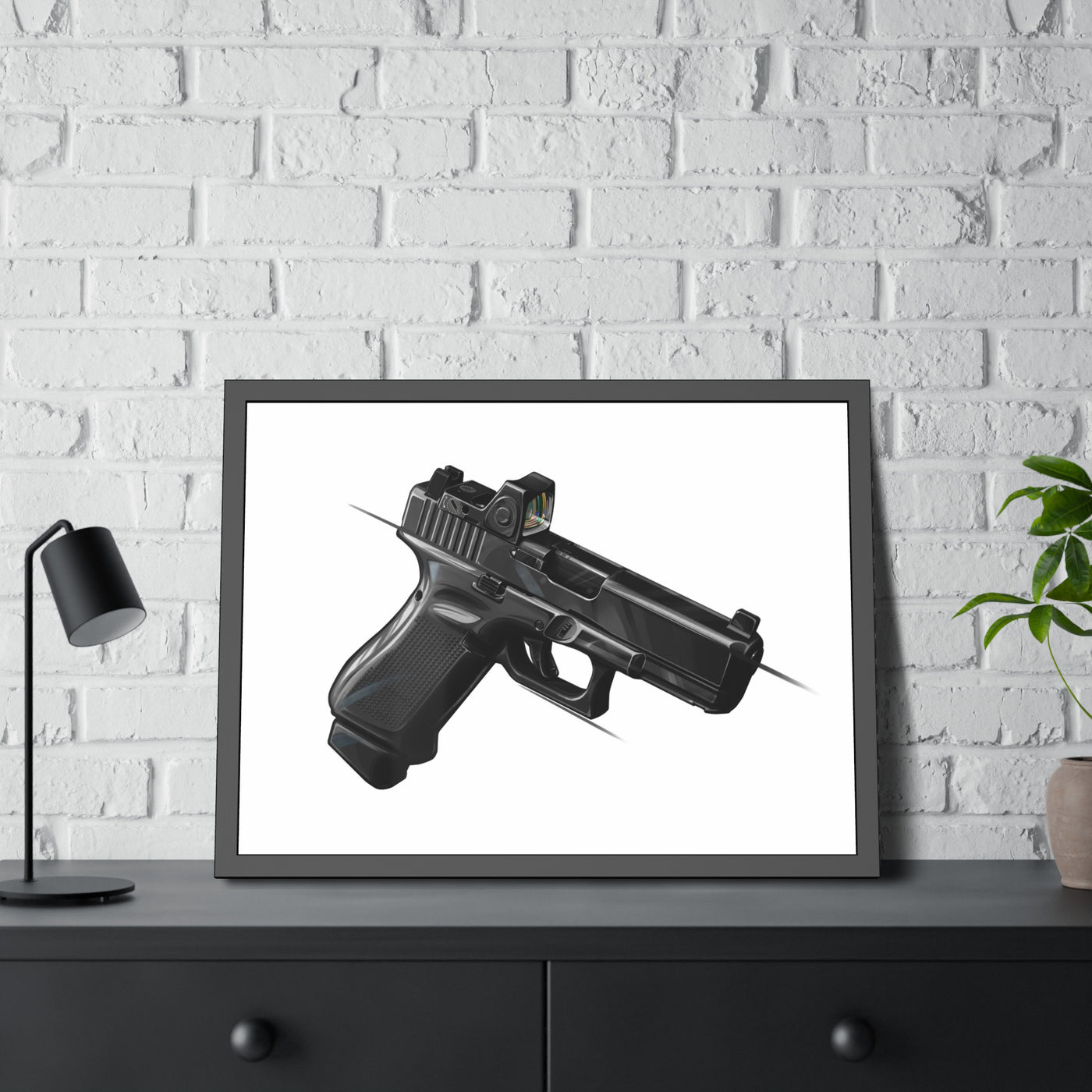 The Last Resort - OG Black Poly Pistol Painting - Just The Piece - Black Frame - Value Collection