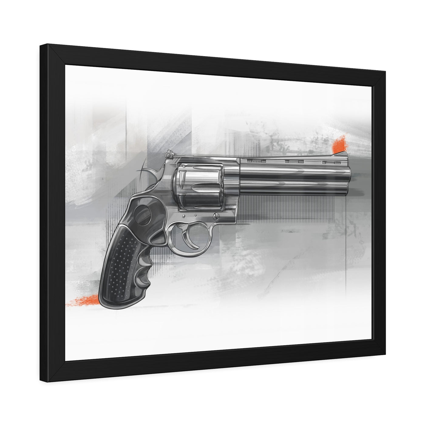 Stainless .44 Mag Revolver Painting - Black Frame - Value Collection