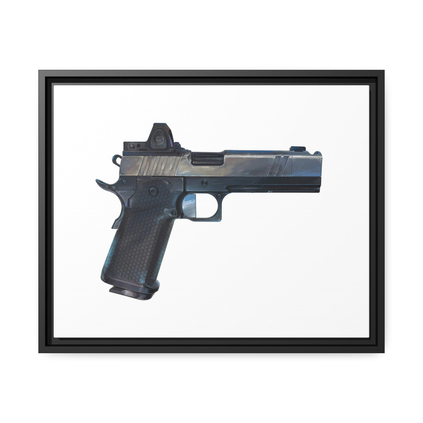 2011 Charlie - Pistol Painting - Just The Piece - Black Framed Wrapped Canvas - Value Collection