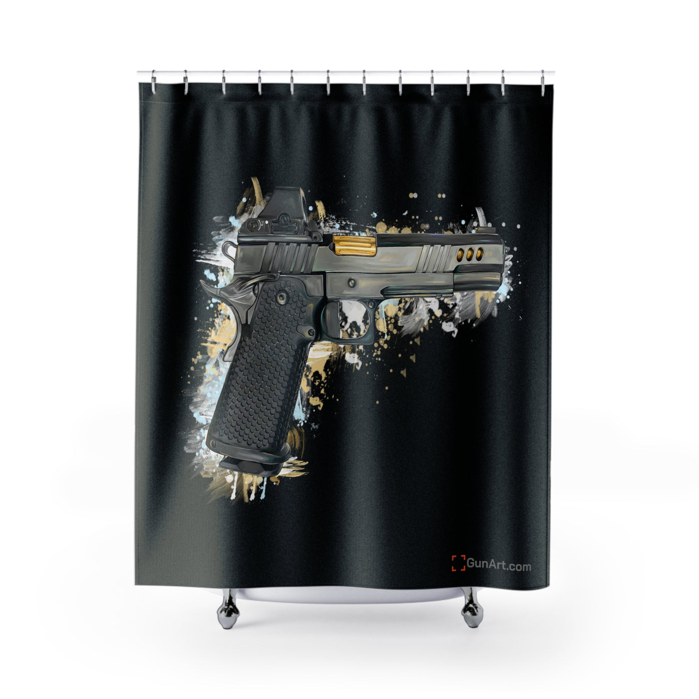 2011 Alpha Pistol Shower Curtains - Black Background