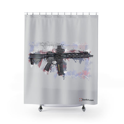 Defending Freedom - Oklahoma - AR-15 State Shower Curtains - White State