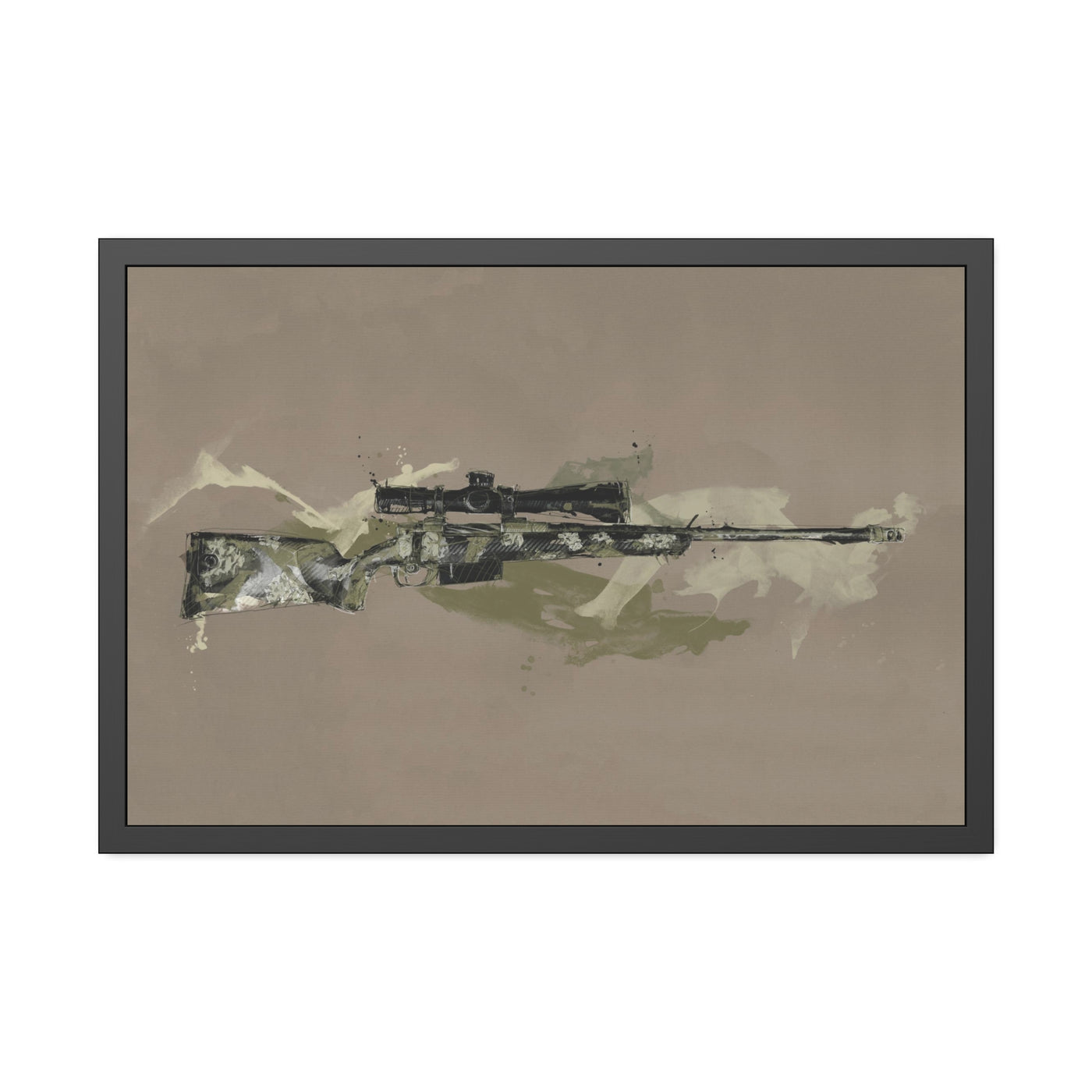 The Harvester - Long Range Hunting Rifle Painting (Minimal) - Black Frame - Value Collection