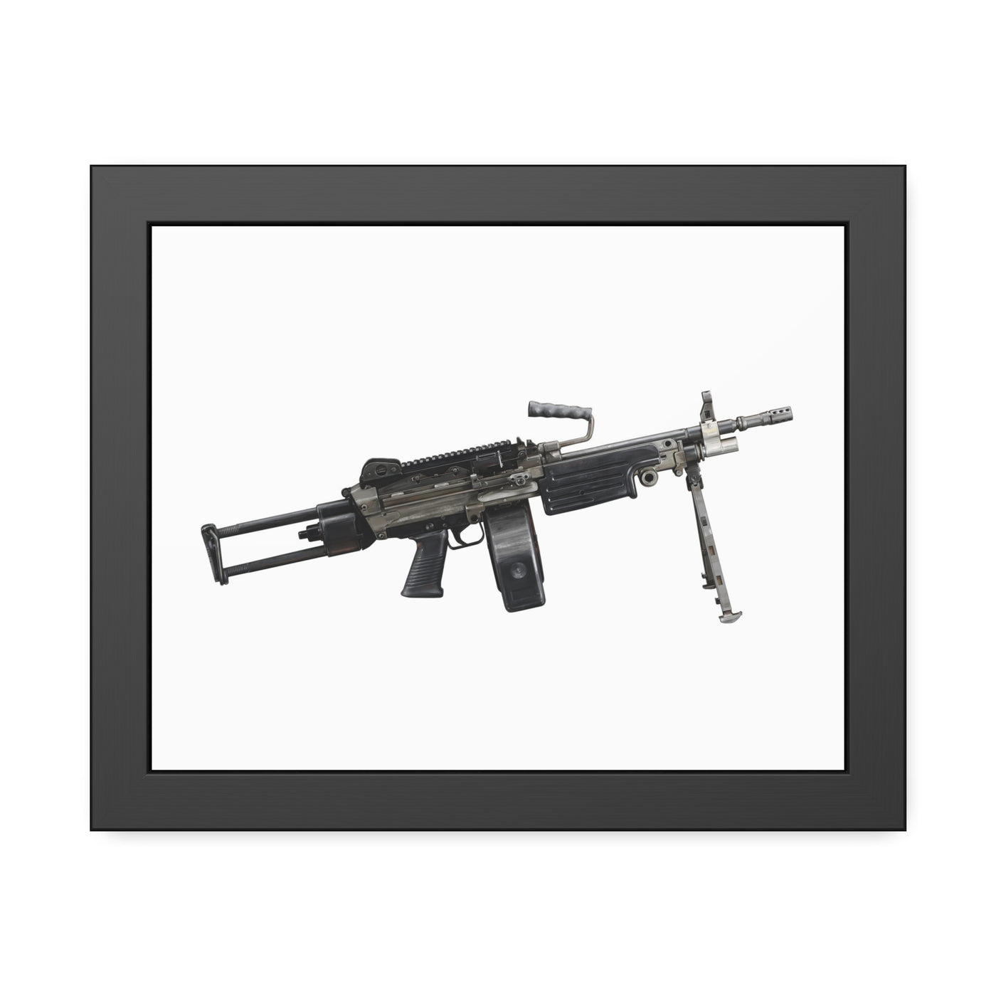 Belt-Fed 5.56x45mm Light Machine Gun Painting - Just The Piece - Black Frame - Value Collection