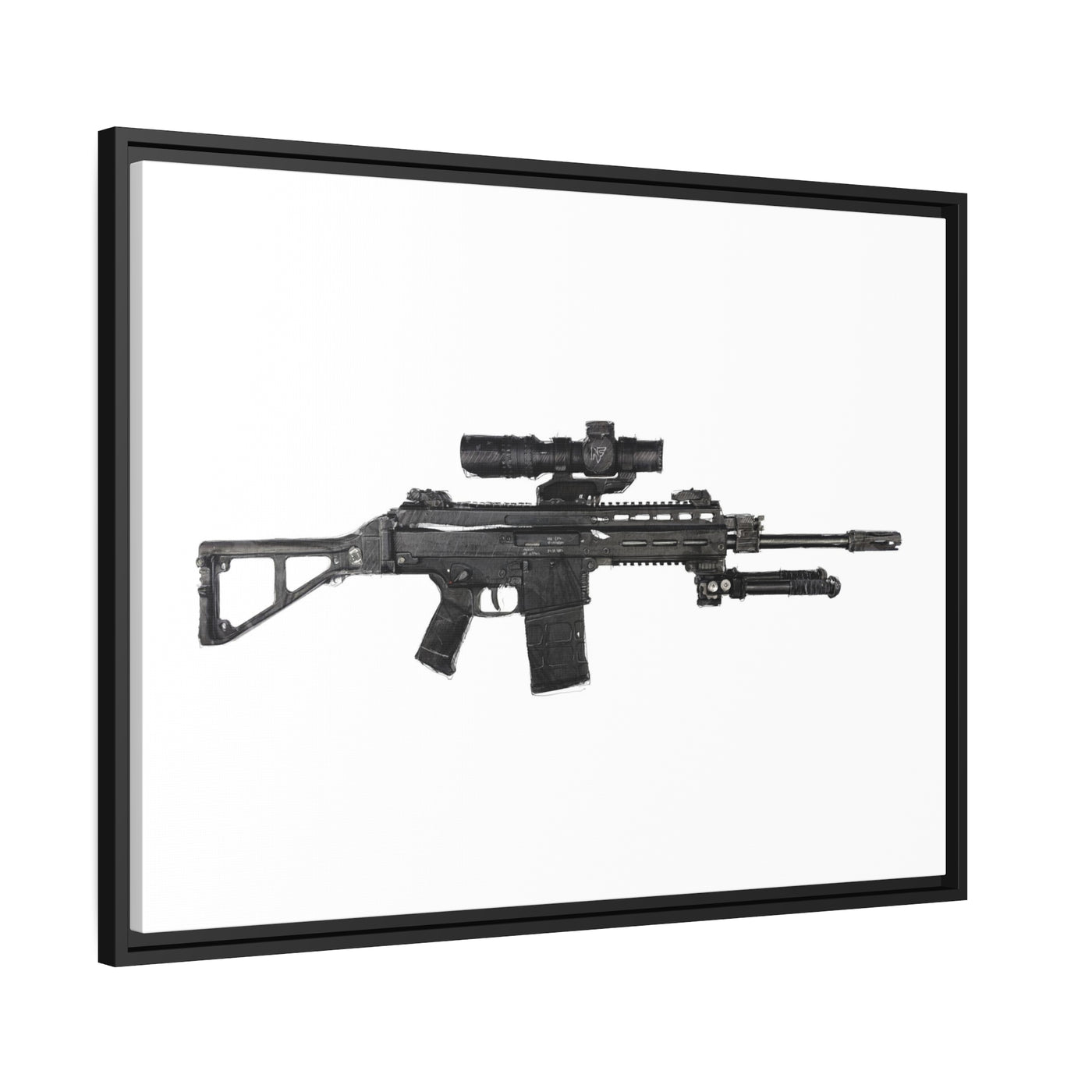 The Urban Sniper Painting - Just The Piece - Black Framed Wrapped Canvas - Value Collection